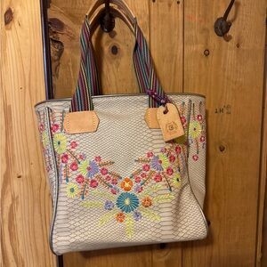 Consuela Cream Shoulder Bag with Floral Embroidery